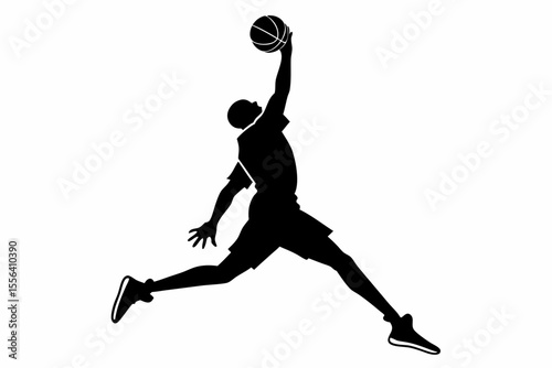 playing basketball a man sihouette black vector