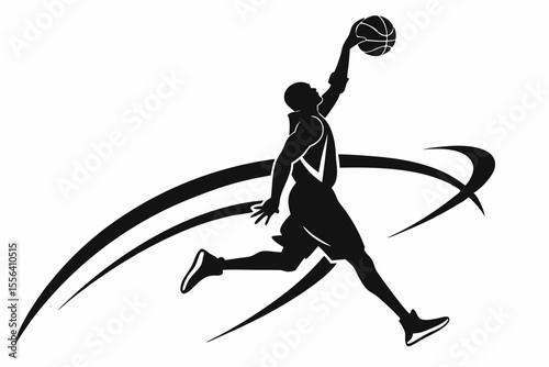 playing basketball a man sihouette black vector