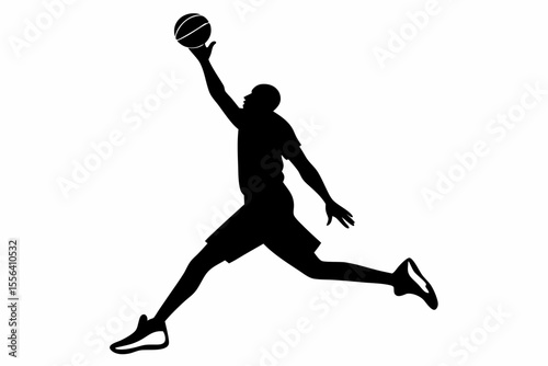 playing basketball a man sihouette black vector