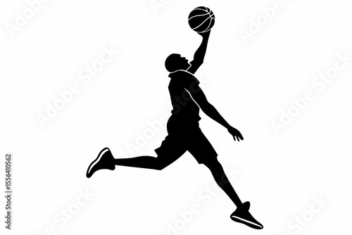 playing basketball a man sihouette black vector
