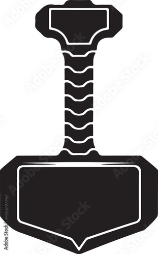 Thor's hammer illustration black and white silhouette