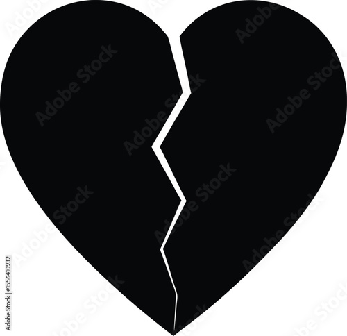 broken heart icon, Broken heart shape symbol graphic design element silhouette vector illustration
