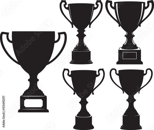 Winning trophy cup silhouette vector illustration