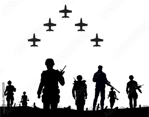 Black and White Silhouette of Saluting Soldier – Military Tribute Vector Art
