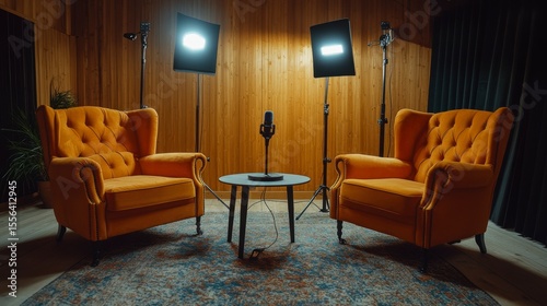 Interview setup in a recording studio