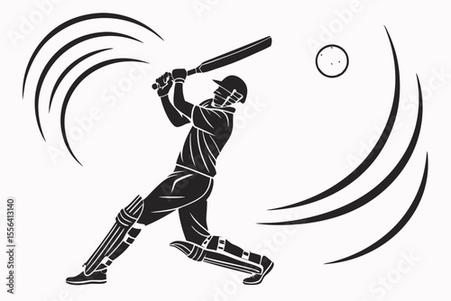 playing cricket a man sihouette black vector