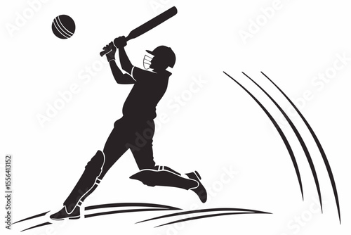 playing cricket a man sihouette black vector