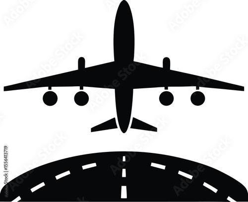 Airplane Landing Silhouette,  Aircraft Touchdown Vector, PNG & SVG Clipart. new 2025 trendy