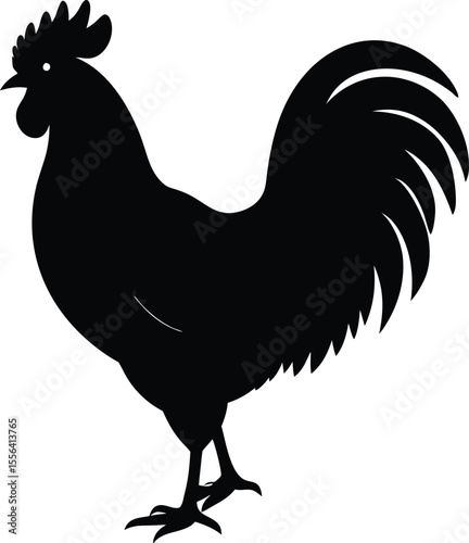 Cock Silhouette,  Rooster Vector, Farm Animal PNG & SVG Clipart. new 2025 trendy