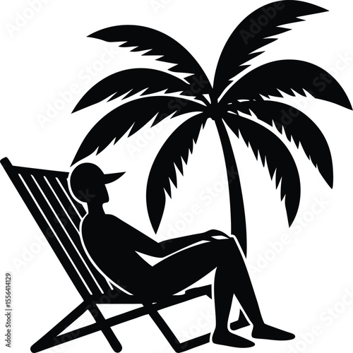 person relaxing on a beach chair silhouette. new 2025 trendy