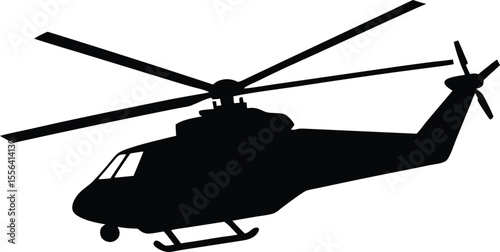 Modern Helicopter Silhouette,  High Quality Vector, new 2025 trendy