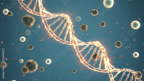 DNA Strand Animation with Molecules for Science and Medical Research Concepts