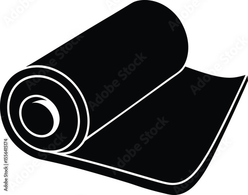 Rolled material paper or fabric simple shape silhouette vector illustration
