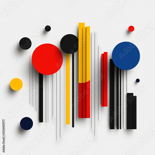 Vibrant Geometric Abstract Art: Bold Colors, Shapes & Lines - Modern Minimalist Design