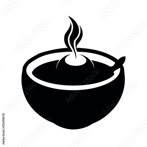 french onion soup hot bowl vector black sketch