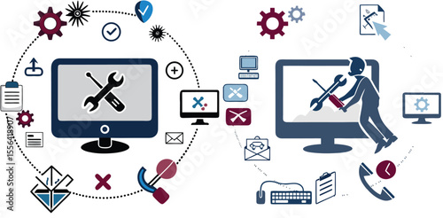 Computer Repair Service Technician Troubleshooting System Issues Online Helpdesk Support