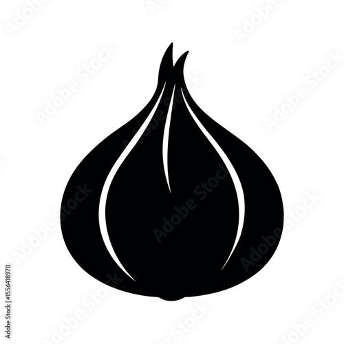 garlic cloves food spice silhouette vector black