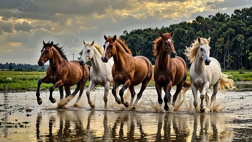 horses on the meadow