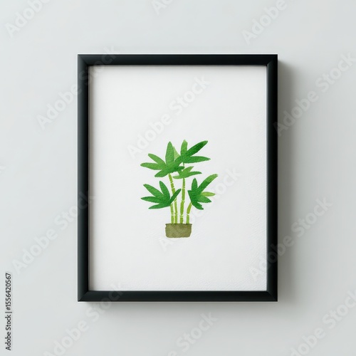 Framed watercolor of bamboo forest, Asian-style decor, serene vibe