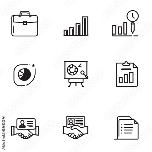Business strategy planning presentation data analysis theme icon set