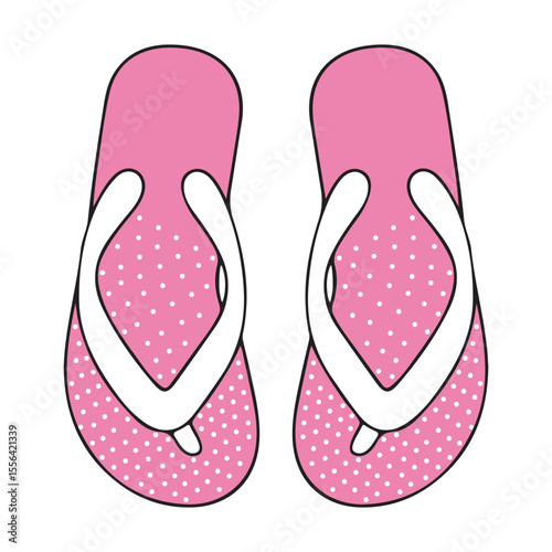 Flip Flops. Flip Flops Vector Illustration. Summer Footwear. Summer Beach Footwear, Flip Flops Isolated. Flat Design Pink Flip Flops Vector. Cute Flip Flops in Flat Style for Summer Design
