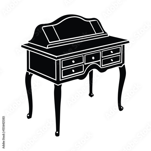 antique-writing-desk-with-drawers-vector-on-white-.eps