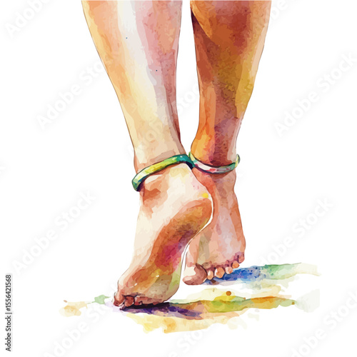 Anklet, watercolor painting vector, isolated on a white background.