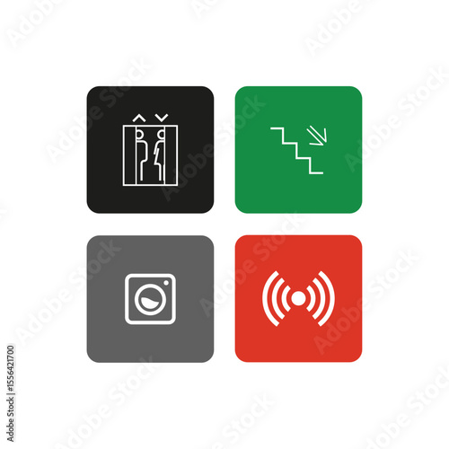 Paquete de iconos vectoriales para señalética arquitectónica.