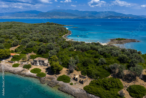 Fototapeta Naklejka Na Ścianę i Meble -  Aerial view of Lichadonisia which is island popular with boat trippers. the Greek Bahamas, in North Evia, Greece