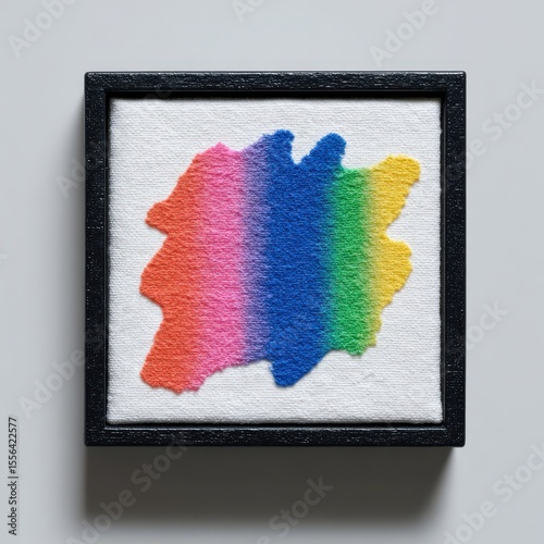 Rainbow splash watercolor abstract in black modern frame