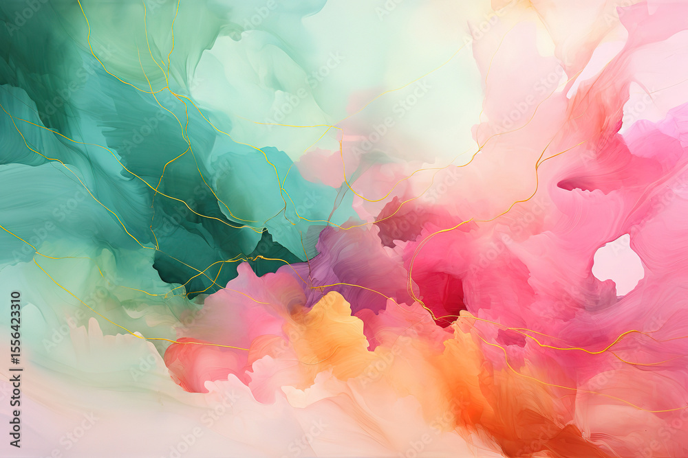 Fototapeta premium Wonderful Abstract fluid art painting with vibrant light colors