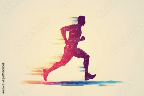 Colorful silhouette of a fast runner with a motion blur effect