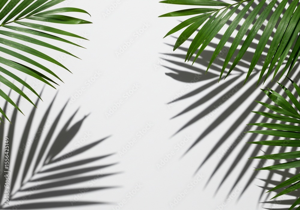 Fototapeta premium Palm leaves frame on white background