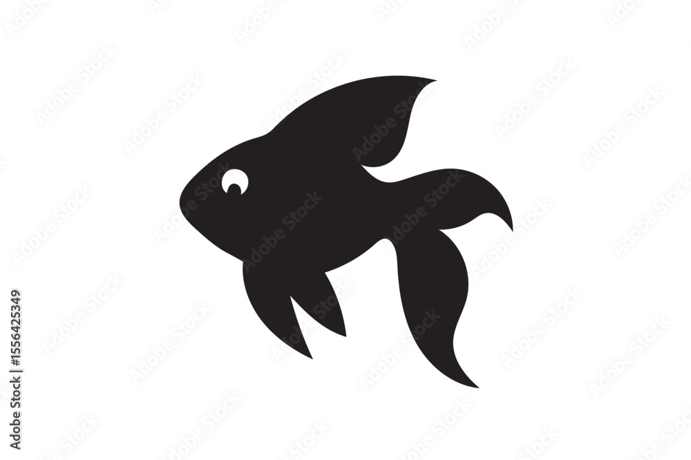 Fototapeta premium Goldfish silhouette on white background.