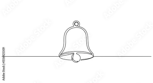 Single line art of a bell on a white background