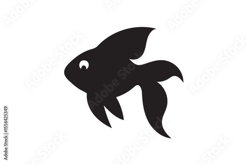 Goldfish silhouette on white background.