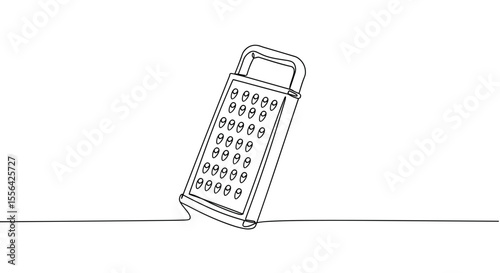 Line art of a cheese grater on a flat surface