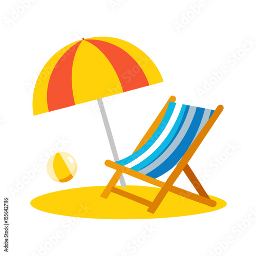 Beach chair and umbrella. Sea-beach with umbrella and chair.