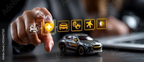 Woman selects car insurance online