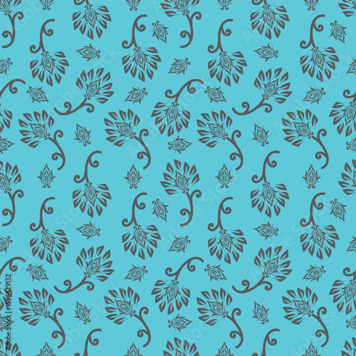 Tropical flower pattern seamless, silhouette of blooming, hand drawn botanical, Floral leaf for spring and Summer time, natural ornaments for textile, fabric, wallpaper, background design.
