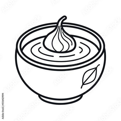 french onion soup line art vector food art