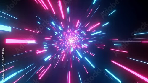 Neon Lights Hyperspace Tunnel: A Digital Art Exploration