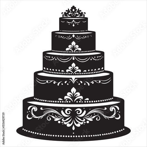 Classic Cake Silhouette - Sweet Layers of Perfection , black colour vactor 