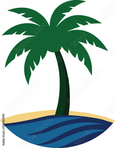 Lush Tropical Paradise Palm Tree on a Secluded Island Beach