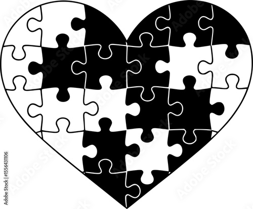 Heart-Shaped Puzzle Vector Illustration - Symbol of Connection and Love
