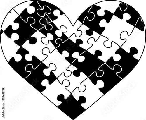 Heart-Shaped Puzzle Vector Illustration - Symbol of Connection and Love
