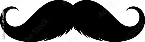 Classic Curved Mustache Vector Silhouette – Vintage Black Facial Hair Icon for Barbershop and Retro Designs
