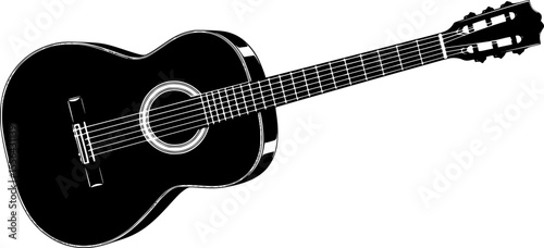 Classical Guitar Silhouette – Elegant String Instrument Vector Illustration
