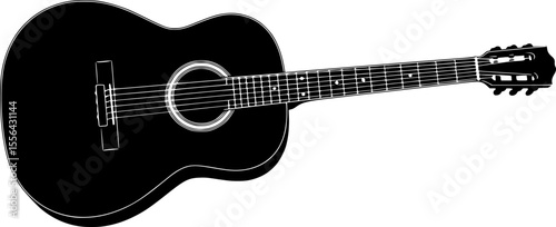 Classical Guitar Silhouette – Elegant String Instrument Vector Illustration
