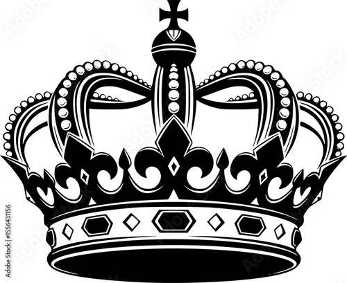 Luxurious Royal Crown Silhouette Vector – Elegant Decorative Design
